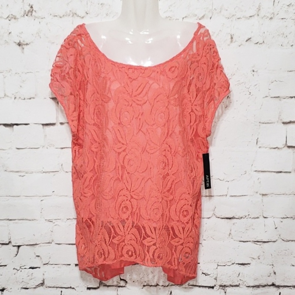 NWT Apt 9 XL Coral Lace Blouse